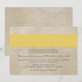 Yellow Rustic Damask Wedite Einladung (Vorne/Hinten)