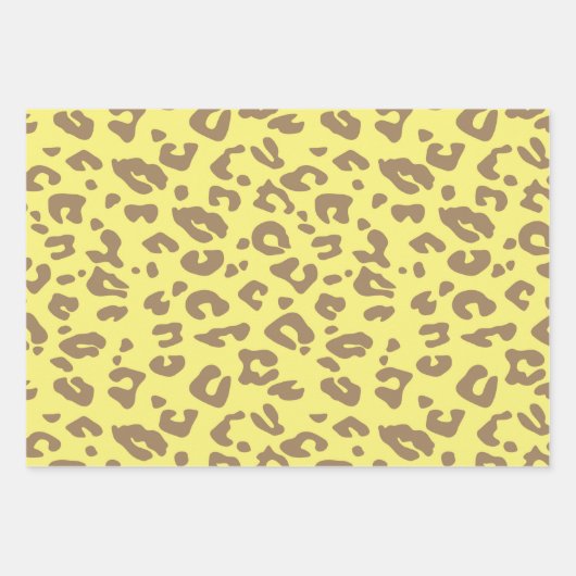 Yellow Safari Animal Leopard Cheetah Print Geschenkpapier Set (Vorderseite 3)