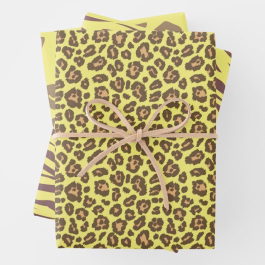 Yellow Safari Animal Leopard Cheetah Print Geschenkpapier Set (Beispiel)