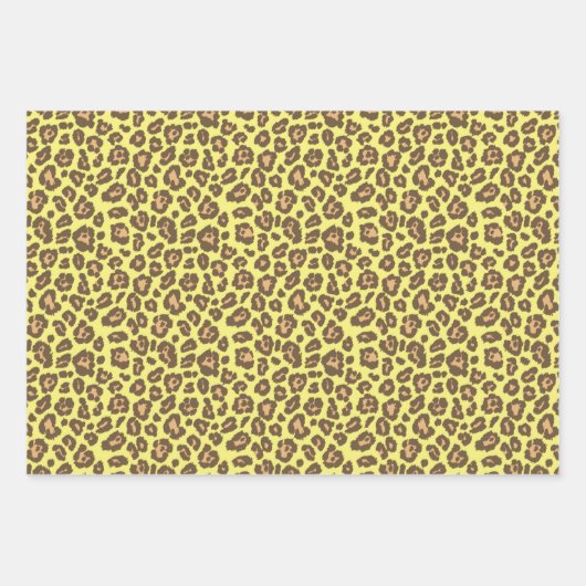 Yellow Safari Animal Leopard Cheetah Print Geschenkpapier Set (Vorderseite)