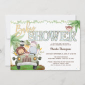 Yellow Safari Animals Baby Dusche Einladung (Vorderseite)
