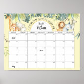 Yellow Safari Dschungle Baby Geburtsdatum für das  Poster (Vorne)