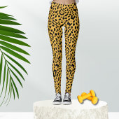 Yellow Safari Leopard der 80er Jahre Print Leggings