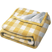 Yellow Saffron Mustard Gingham Hütte Kernstil Fleecedecke