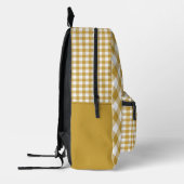Yellow Saffron Mustard Gingham mit Monogramm Bedruckter Rucksack (Links)