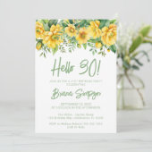 Yellow Sage Green Floral 30th Birthday Party Einladung (Stehend Vorderseite)