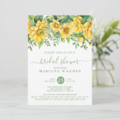 Yellow Sage Green Floral Bridal Shower Einladung (Stehend Vorderseite)