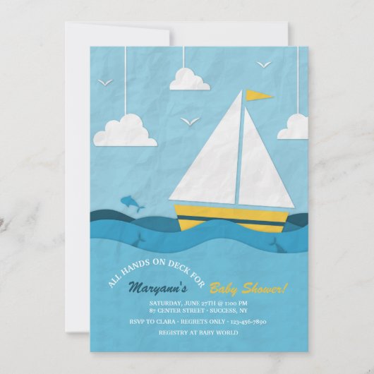 Yellow Sailboat Einladung (Vorderseite)