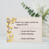 Yellow Sakura blüht RSVP Cards (Stehend Vorderseite)
