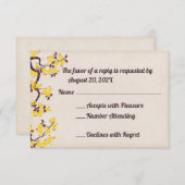 Yellow Sakura blüht RSVP Cards (Vorne/Hinten)
