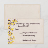 Yellow Sakura blüht RSVP Cards Karte (Vorne/Hinten)