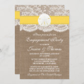 Yellow Sand Dollar Beach Engagement Party Einladung (Vorne/Hinten)