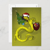 Yellow Santa Dragon Feiertagspostkarte (Vorne/Hinten)