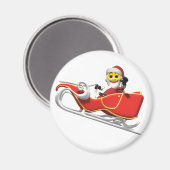 Yellow Santa in seinem WeihnachtsSchlitten Magnet (Vorderseite/Rückseite)