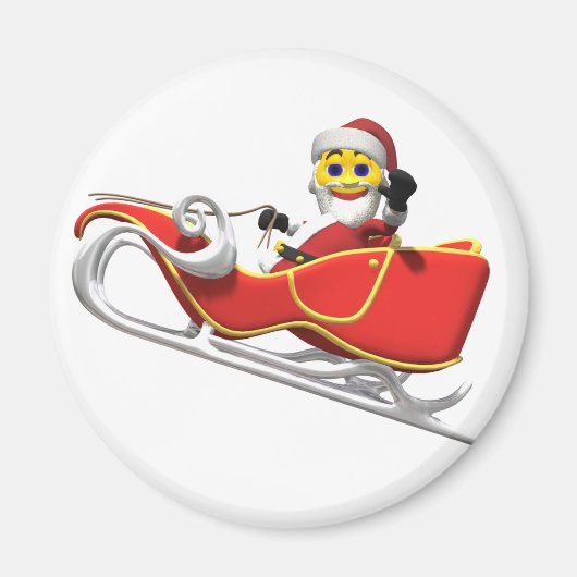 Yellow Santa in seinem WeihnachtsSchlitten Magnet (Vorne)