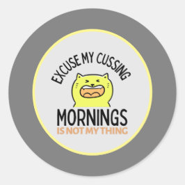 Yellow Sarcastic Funny Cat | Zazzle Runder Aufkleber