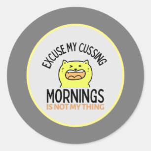 Yellow Sarcastic Funny Cat Zazzle Runder Aufkleber