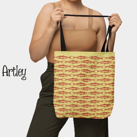 Yellow Sardine Art Pattern Fische Zeichnungen Tasche