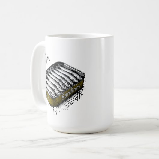 Yellow Sardine Art Tin Custom Monogram Name Kaffeetasse (Vorderseite Links)