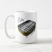 Yellow Sardine Art Tin Custom Monogram Name Kaffeetasse (Links)