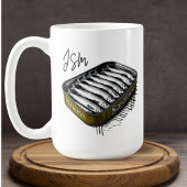 Yellow Sardine Art Tin Custom Monogram Name Kaffeetasse