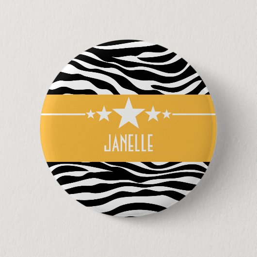 Yellow Sassy Star Zebra Button (Vorderseite)