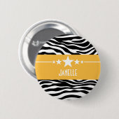 Yellow Sassy Star Zebra Button (Vorne & Hinten)