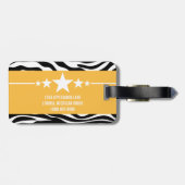 Yellow Sassy Star Zebra Gepäckmarke Gepäckanhänger (Rückseite horizontal)
