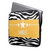 Yellow Sassy Star Zebra Laptop Sleeve (Vorderseite Links)