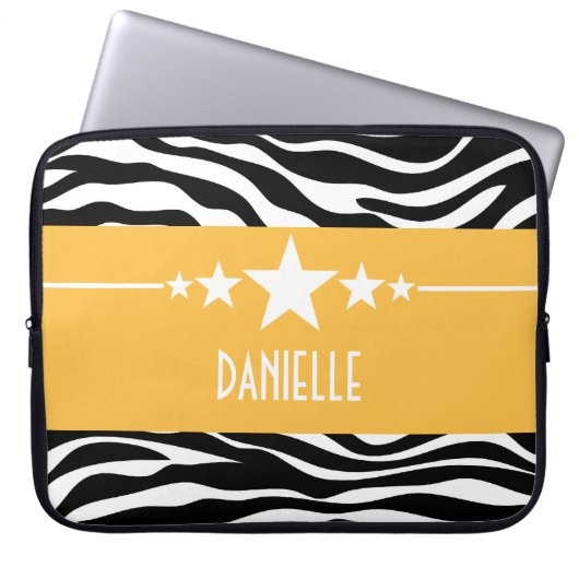 Yellow Sassy Star Zebra Laptop Sleeve (Vorderseite)