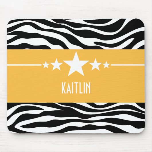 Yellow Sassy Star Zebra Mousepad (Vorne)