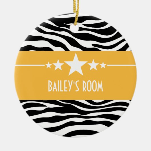 Yellow Sassy Star Zebra Ornament (Vorne)