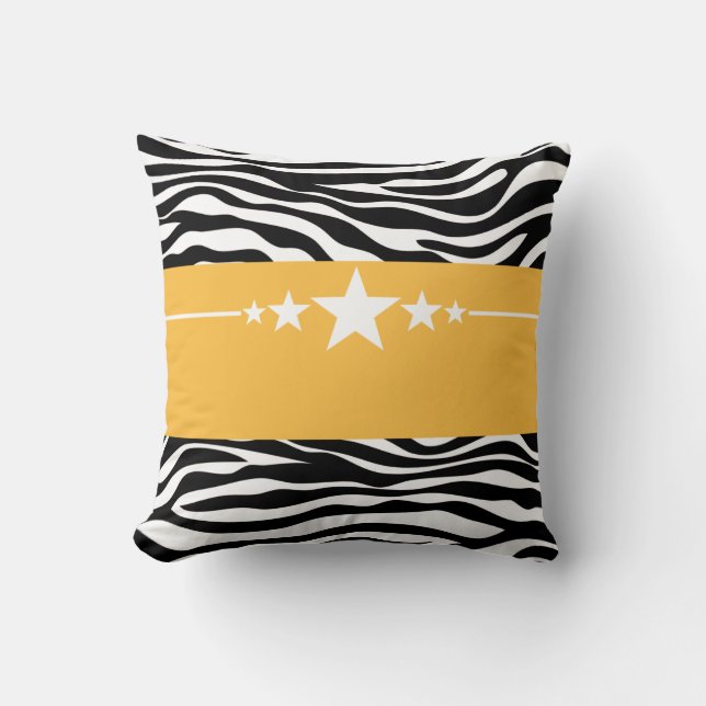 Yellow Sassy Star Zebra Pillow Kissen (Vorderseite)