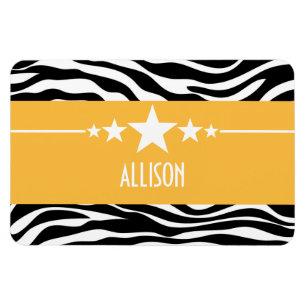 Yellow Sassy Star Zebra Premium Magnet