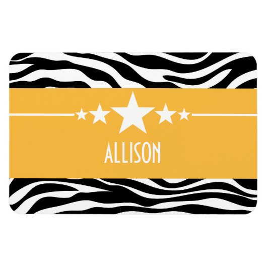 Yellow Sassy Star Zebra Premium Magnet (Horizontal)