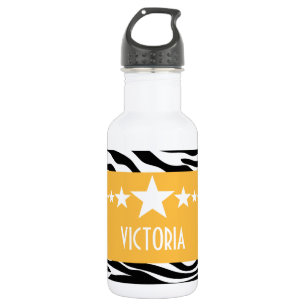 Yellow Sassy Star Zebra Trinkflasche