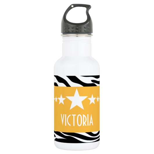 Yellow Sassy Star Zebra Trinkflasche (Vorderseite)