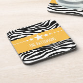 Yellow Sassy Star Zebra Untersetzer Set (Linke Seite)
