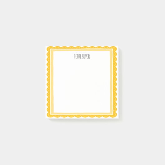 Yellow Scallop CUSTOM Chic Monogram Personalized Post-it Klebezettel (Vorderseite)