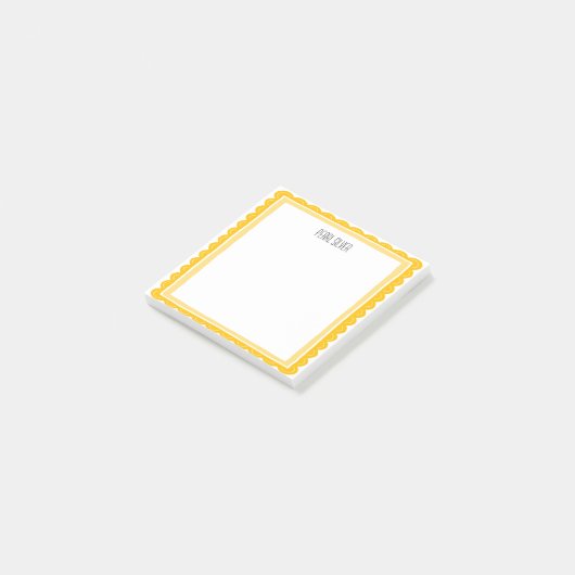 Yellow Scallop CUSTOM Chic Monogram Personalized Post-it Klebezettel (angewinkelt)