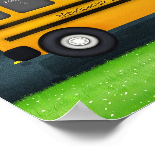 Yellow School Bus 6 School Foto Personalisiert Poster (Ecke)