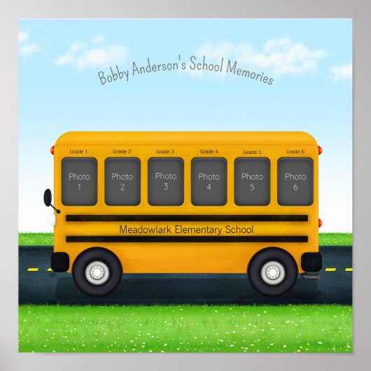 Yellow School Bus 6 School Foto Personalisiert Poster (Vorne)
