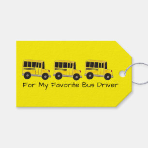 Yellow School Bus Buses Driver Teacher Gift Tag Geschenkanhänger