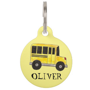 Yellow School Bus Driver Dog Tag Haustiermarke