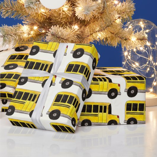 Yellow School Bus Driver Teacher Bildung Wrap Geschenkpapier (Feiertage)