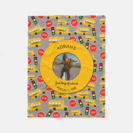 Yellow School Bus Erster Schultag Custom Foto Fleecedecke