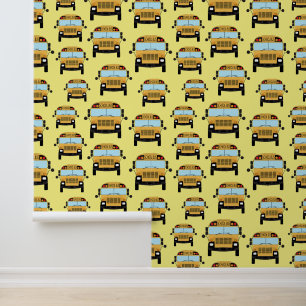 Yellow School Bus Graphic Gemustert Tapete