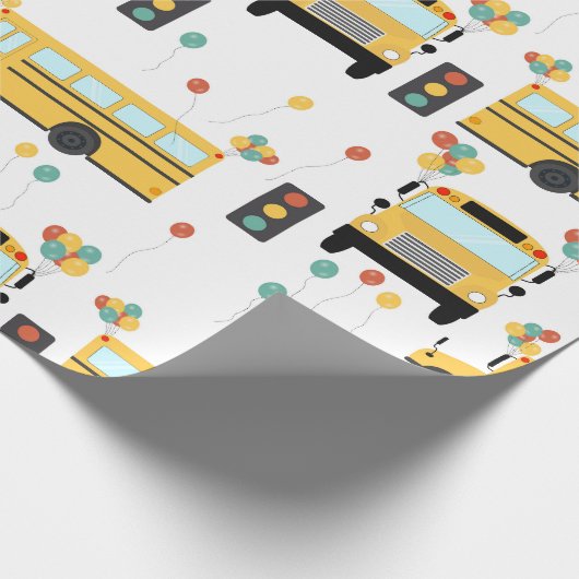 Yellow School Bus Kids Birthday Party Geschenkpapier (Ecke)