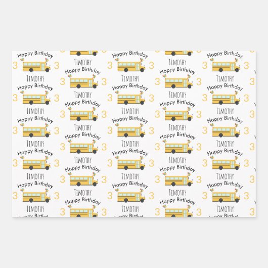 Yellow School Bus Kids Birthday Party Geschenkpapier Set (Vorderseite)