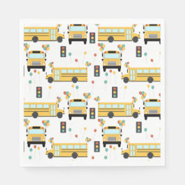 Yellow School Bus Kids Birthday Party Serviette